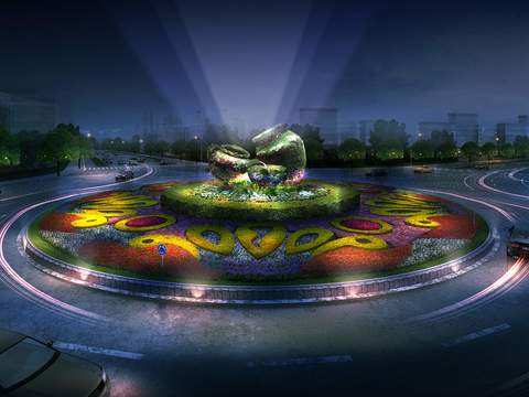 highway roundabout night scene psd