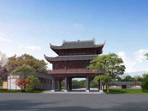 Chinese Square Gazebo psd