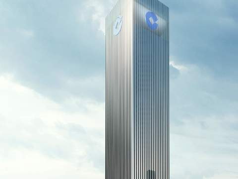 Appearance of high-rise office building psd