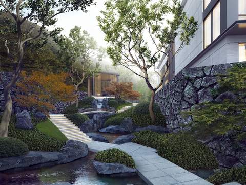 modern courtyard park landscape psd