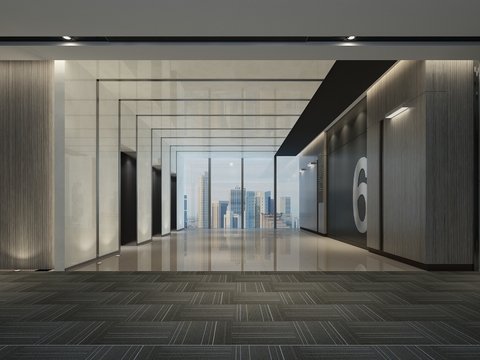 Modern office elevator hall free