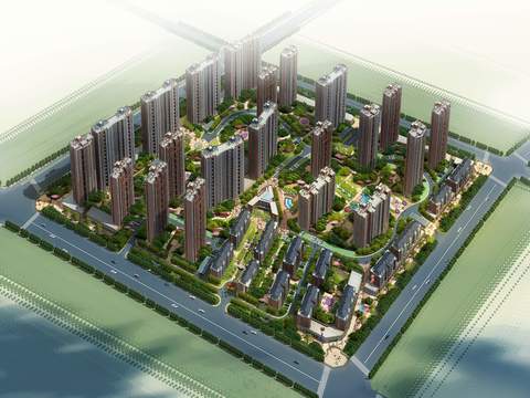 modern residential district bird's-eye view psd