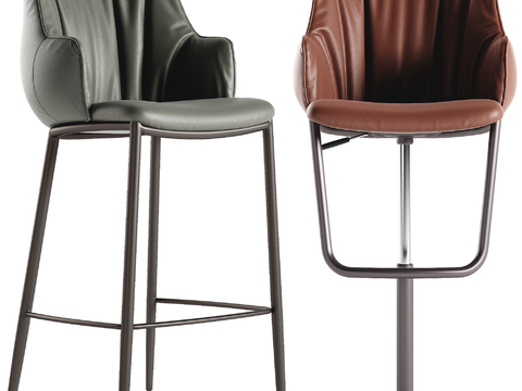 Cattelan Italia Modern Solid Leather Bar Chair