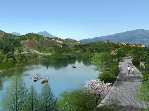 modern wetland park garden bird's eye view psd