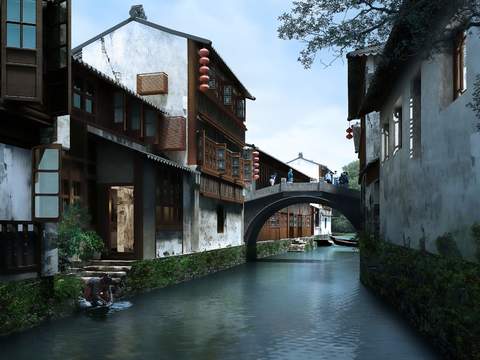 chinese style wuzhen landscape psd