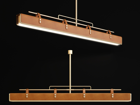 Modern Leather Strip Chandelier