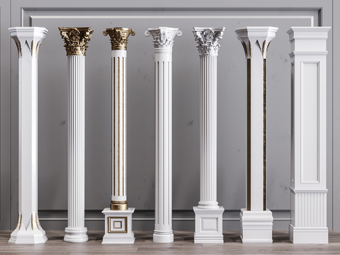 European-style carved gold Roman column