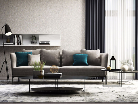 Molteni & C modern fabric two-seat sofa