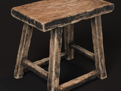 Chinese retro distressed solid wood stool for free