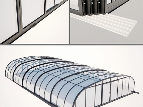 Modern metal greenhouse roof