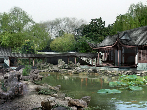 Chinese Garden Landscape psd