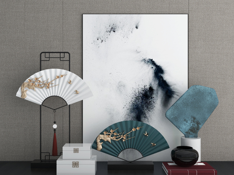 New Chinese Decorative Painting Fan Ornament Combination