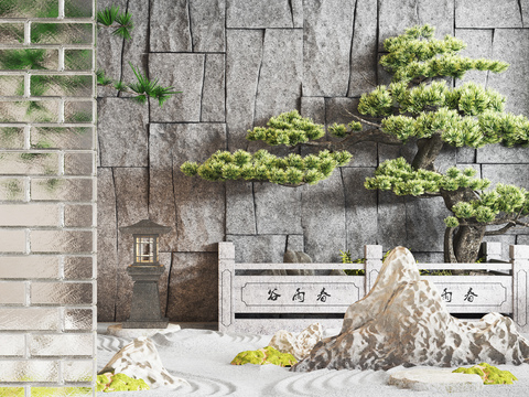 Neo-Chinese Style rockery welcome pine gardening sketch