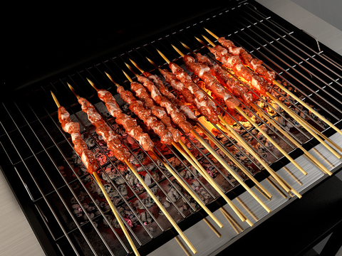 Modern barbecue grill mutton skewers