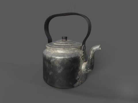 Modern retro distressed wrought iron kettle free