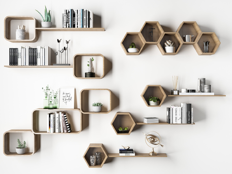 Modern Bookshelf Wall Cabinet Book Ornaments