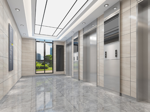 Modern office elevator hall free