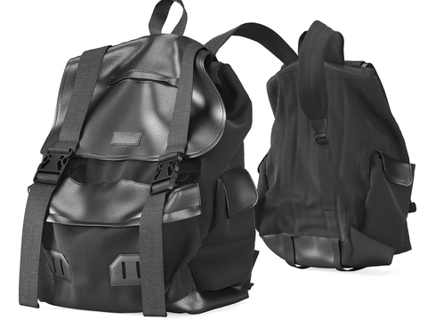 Modern Black Leather Backpack