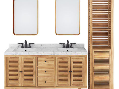 Southeast Asia Solid Wood Double Basin Washbasin