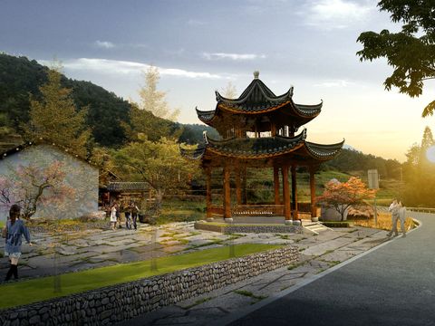 chinese pavilion park psd