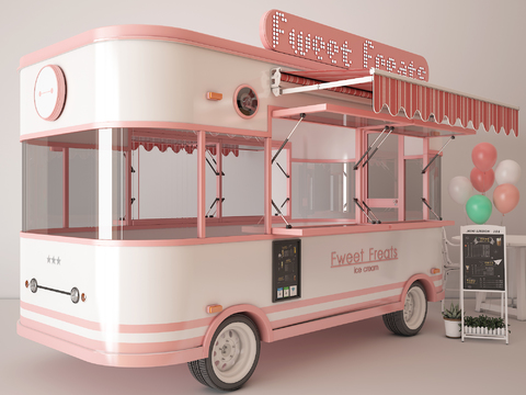 Modern pink fast food car float