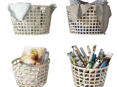 Natural wind woven clothes basket