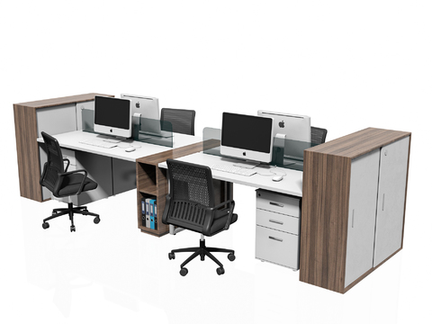 Modern office desk and chair card position