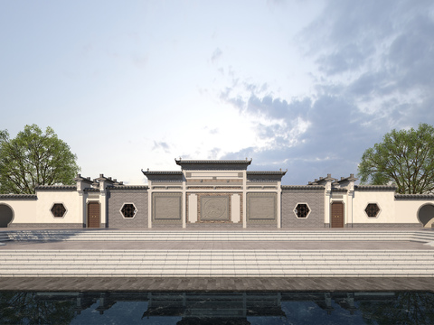 New Chinese-style ancient stage architectural appearance