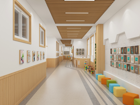 Modern Kindergarten Classroom Corridor