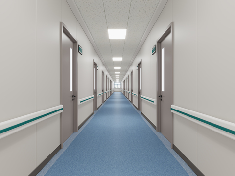 Modern hospital aisle corridor