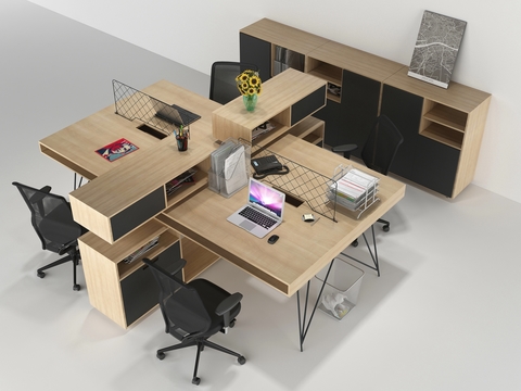 Modern Solid Wood Card Office Desk and Chair