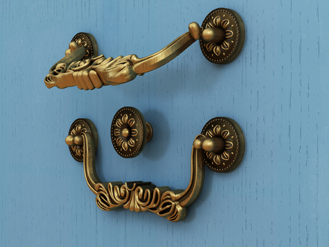 European-style carved drawer door handle