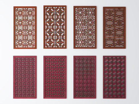 Chinese-style hollowed-out lattice partition