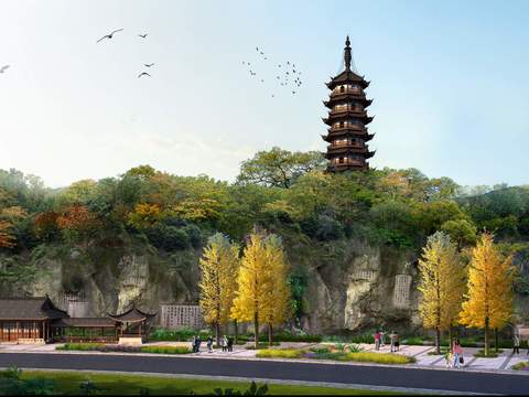 New Chinese Ancient Pagoda Landscape psd