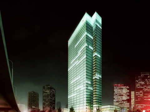 modern office building night scene appearance psd