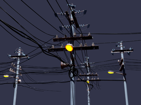 modern high voltage transmission line pole