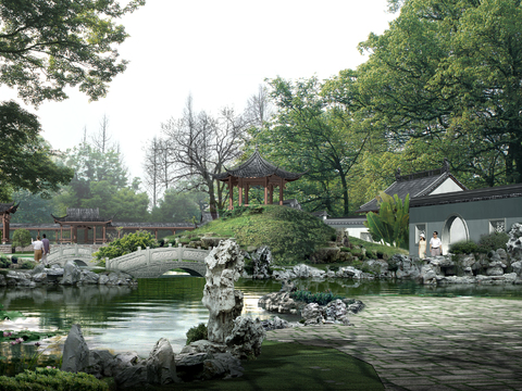 chinese ancient architecture landscape psd