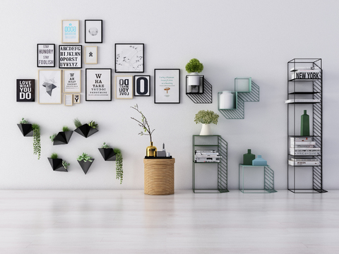 Nordic Wall Decorations Plant Shelf Bookshelf Combination