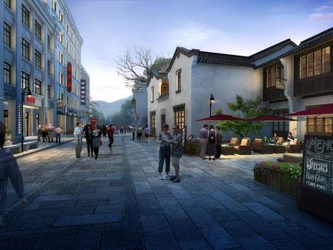 Republic of China Style commercial street psd