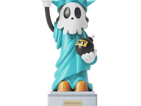 Modern Statue of Liberty Skull Sculpture