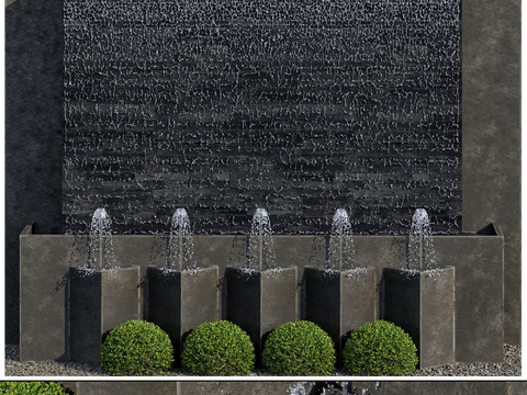 Modern water wall waterfall fountain landscape