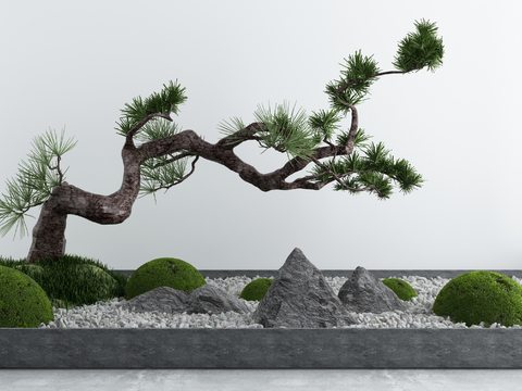 New Chinese courtyard pine landscape sketch