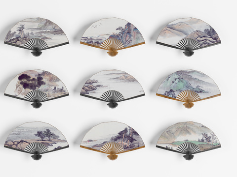 New Chinese Landscape Fan Pendant