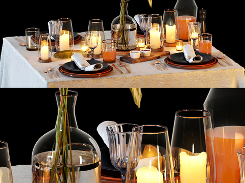 Modern Restaurant Decorations Vase Dinner Plate Wine Glass