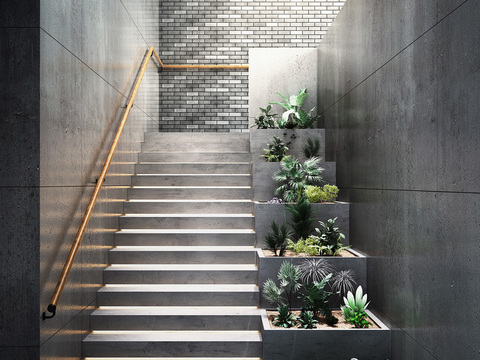 Modern green ladder staircase