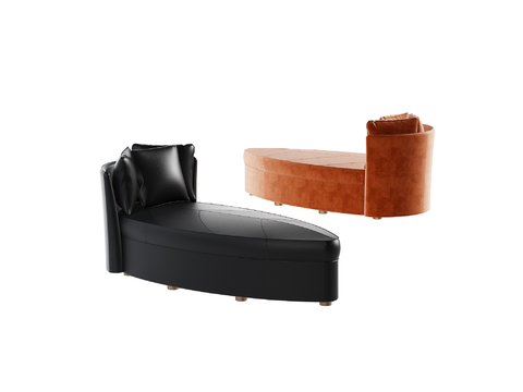 Modern Orange Sofa Chaise