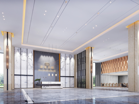 Modern minimalist lobby front desk