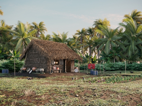 Natural wind thatched house appearance