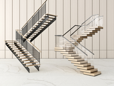 Modern wrought iron glass staircase