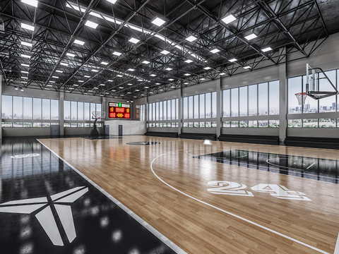 Modern indoor basketball court